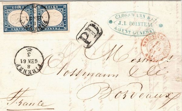 Lettera da Firenze per Bordeaux, Francia, dell’8 gennaio 1861