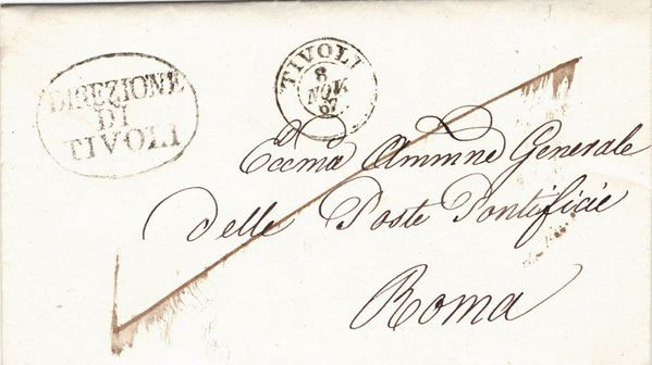 Lettera in franchigia da Tivoli per Roma dell’8 novembre 1867, giunta a Roma il giorno dopo.