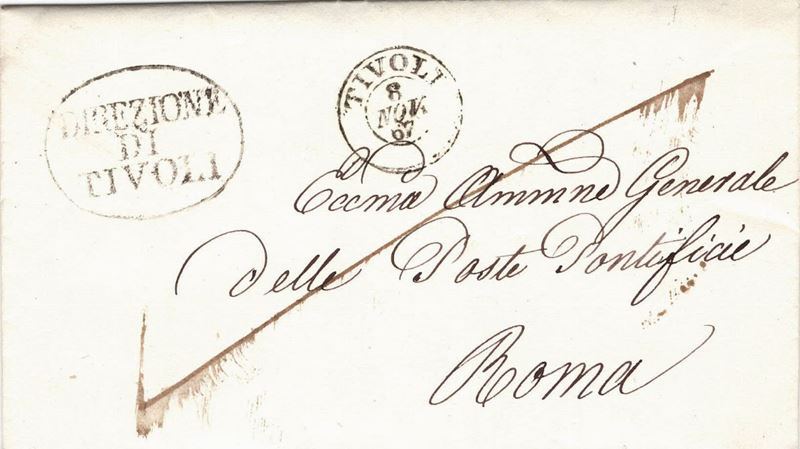 Lettera in franchigia da Tivoli per Roma dell’8 novembre 1867, giunta a Roma il giorno dopo.  - Auction Postal History of the Risorgimento - Cambi Casa d'Aste