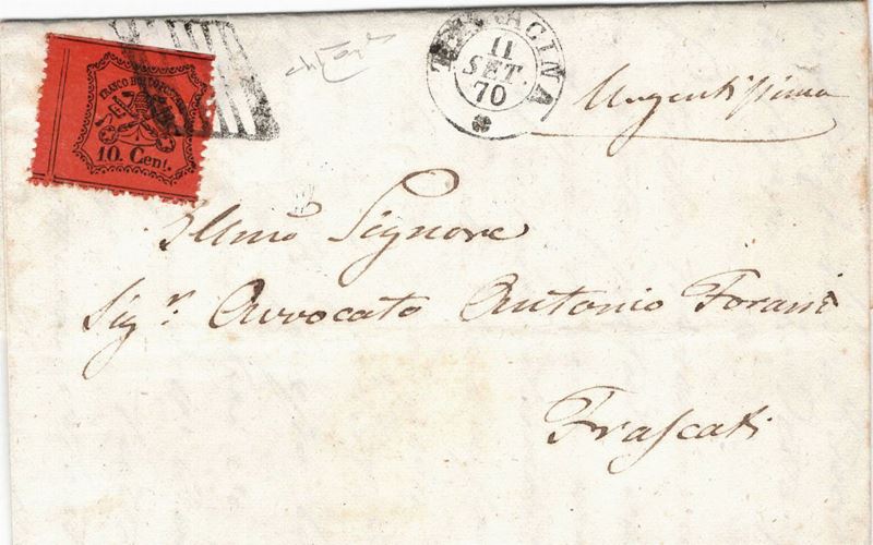 Lettera da Terracina per Frascati dell’11 settembre 1870  - Auction Postal History of the Risorgimento - Cambi Casa d'Aste