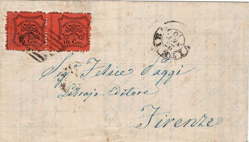 Lettera da Viterbo per Firenze del 23 settembre 1870  - Auction Postal History of the Risorgimento - Cambi Casa d'Aste