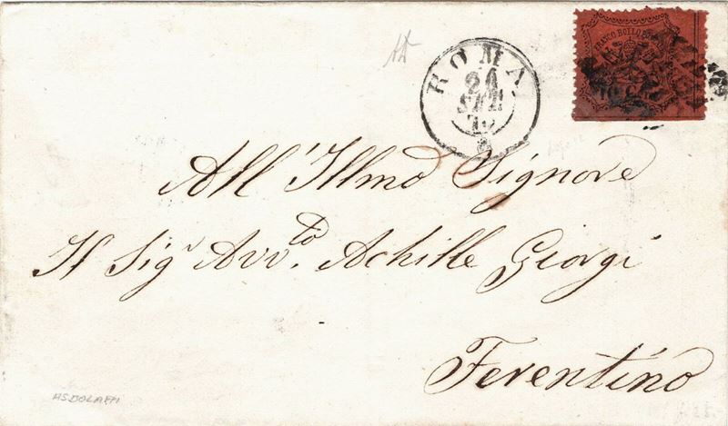 Lettera da Roma per Ferentino del 26 settembre 1870  - Auction Postal History of the Risorgimento - Cambi Casa d'Aste