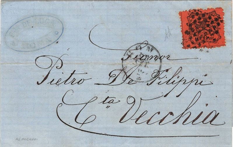 Lettera da Roma per Civitavecchia del 28 settembre 1870  - Auction Postal History of the Risorgimento - Cambi Casa d'Aste