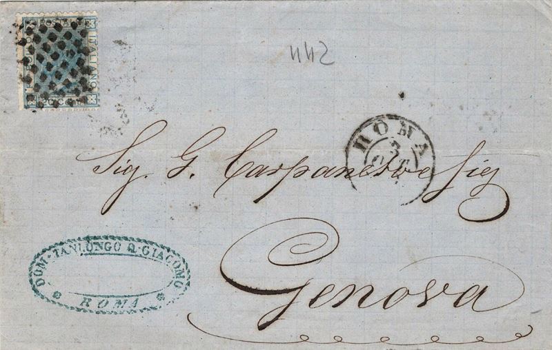 Lettera da Roma per Genova del 3 ottobre 1870  - Auction Postal History of the Risorgimento - Cambi Casa d'Aste