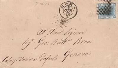Lettera da Roma per Genova del 7 Ottobre 1870