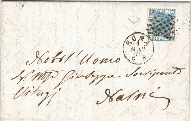 Lettera da Roma per Narni del 1° novembre 1870  - Asta Storia Postale del Risorgimento - Cambi Casa d'Aste