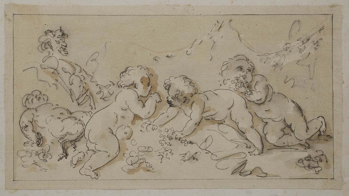 Scuola Francese del XVIII Secolo Putti e Figure Allegoriche