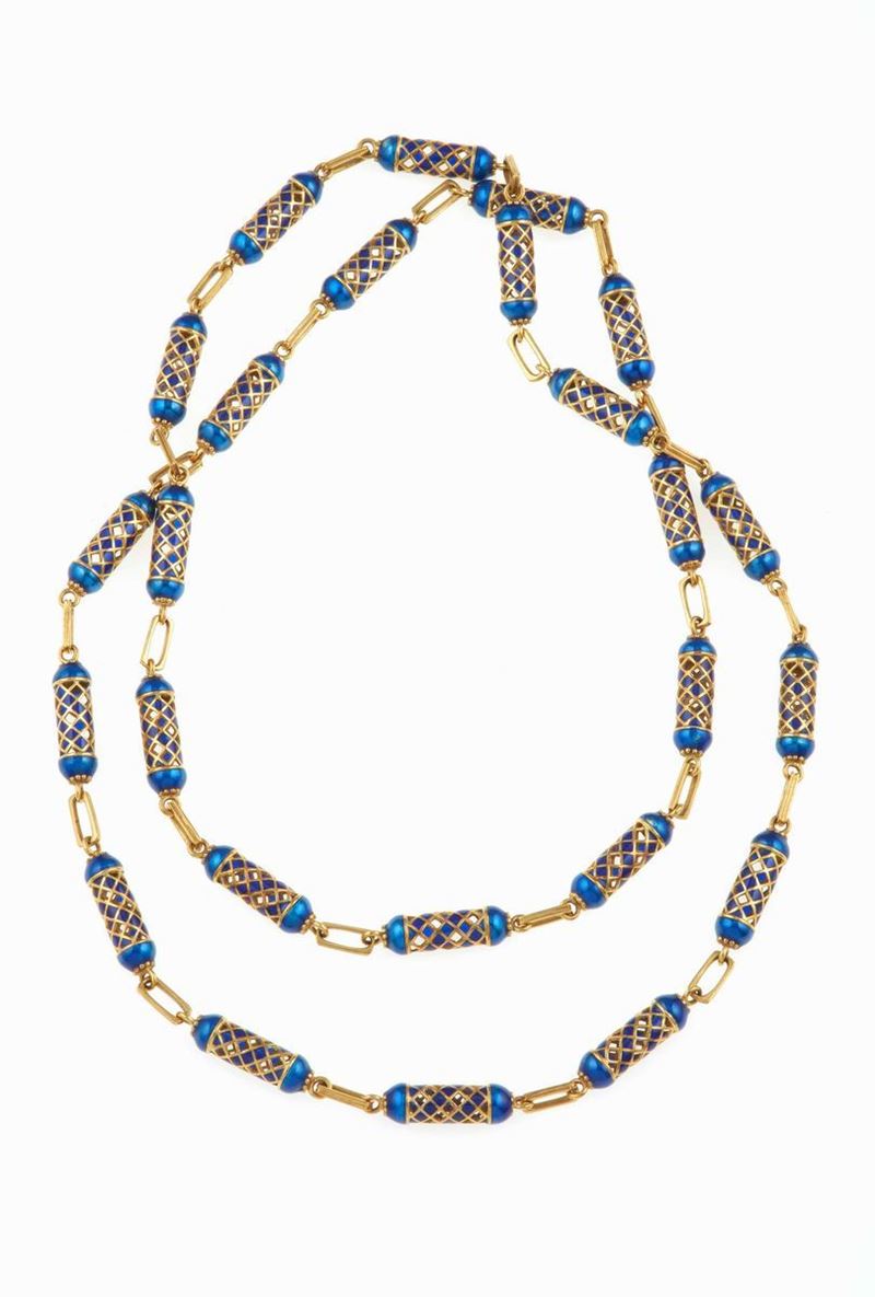 Collana composta da segmenti con smalto blu  - Auction Spring Jewels - I - Cambi Casa d'Aste