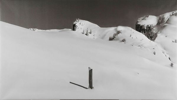 Snow, nature and manmade composition, from the series “Snow-white photo collection”