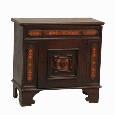 Credenza di Gusto Seicentesco con un'anta e un Cassetto, XX Secolo