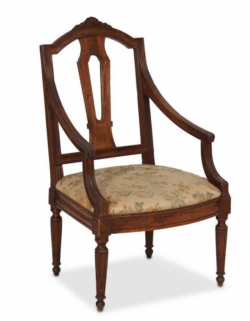 Poltrona Luigi XVI in legno intagliato. XVIII-XIX secolo  - Auction Antique April | Cambi Time - Cambi Casa d'Aste