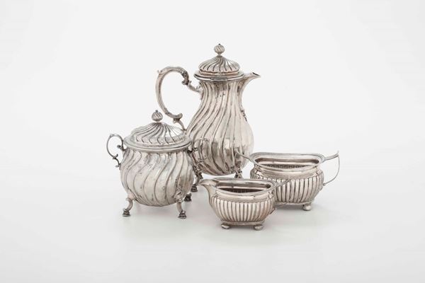 Caffettiera e zuccheriera in argento, XX secolo
