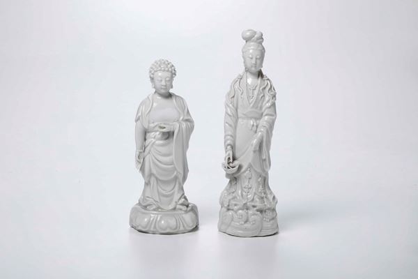 Due statuine blanc de Chine, Cina XX secolo