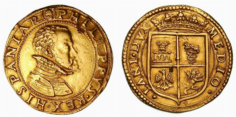 MILANO. Filippo II, 1554-1598. Doppia da quattro scudi d’oro.  - Asta Numismatica - Cambi Casa d'Aste