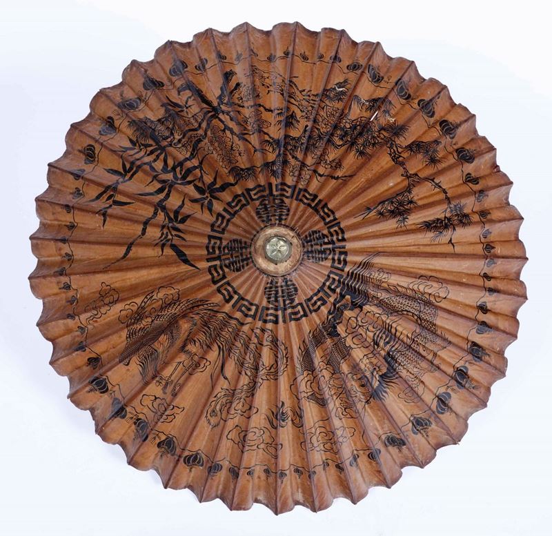 Ombrello Cinese in legno e carta di riso  - Asta Antiquariato | Cambi Time - Cambi Casa d'Aste