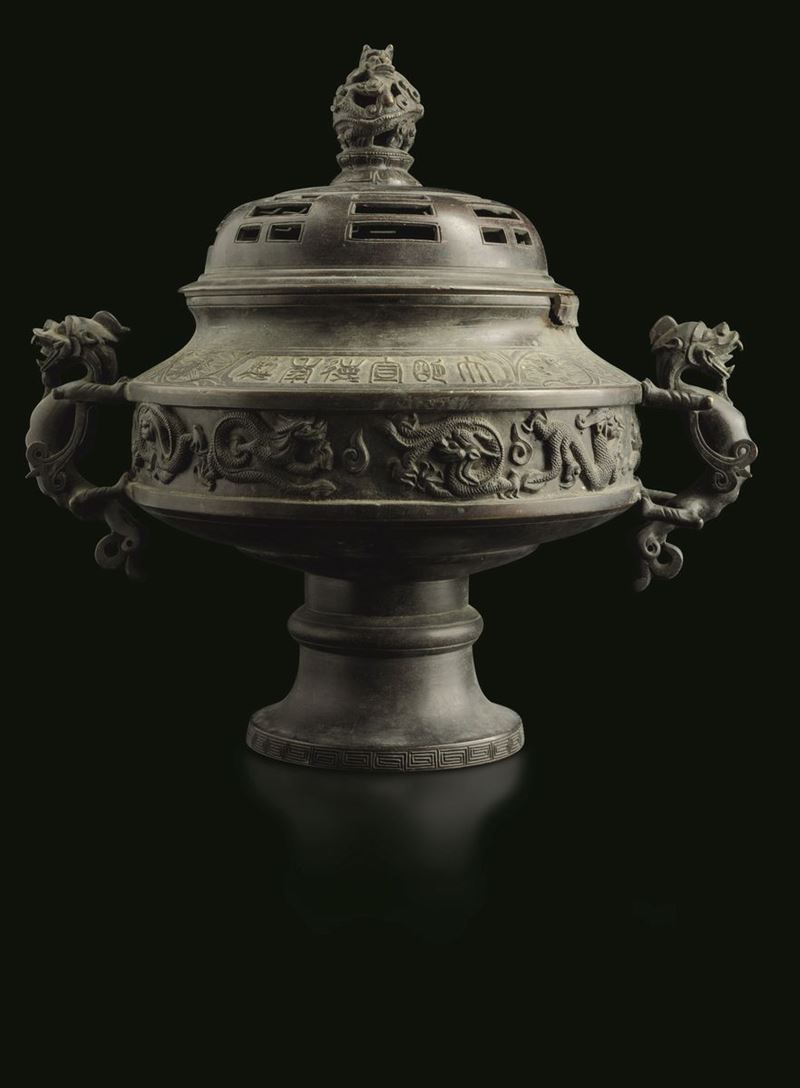 A rare bronze censer, China, Qing Dynasty  - Auction Fine Chinese Works of Art - Cambi Casa d'Aste