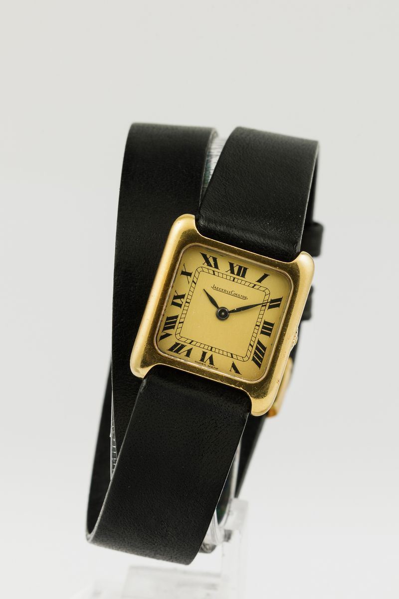 JAEGER LECOULTRE - Orologio da donna quadrato in oro 18k solo tempo con cinturino in pelle  - Auction Watches | Timed Auction - Cambi Casa d'Aste