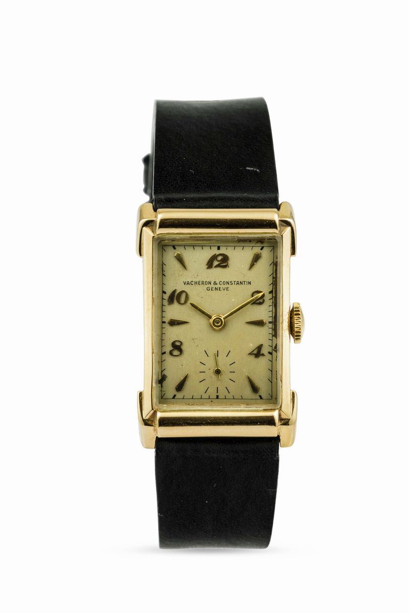 VACHERON & CONSTANTIN - Orologio di forma rettangolare in oro 14k, carica manuale e piccoli secondi  - Auction Watches and Pocket Watches - Cambi Casa d'Aste