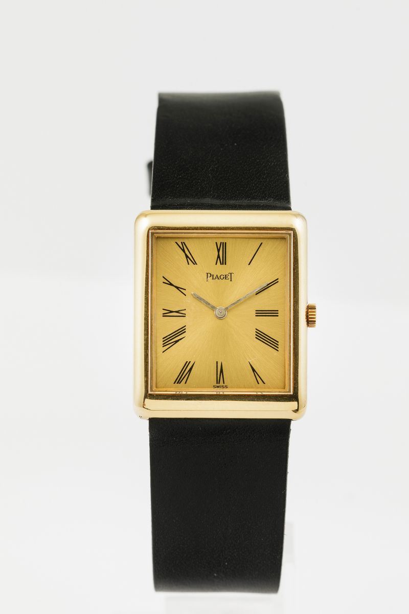 PIAGET - Orologio d'oro 18k rettangolare carica manuale con quadrante champagne e fibbia d'oro orignale  - Auction Watches | Timed Auction - Cambi Casa d'Aste