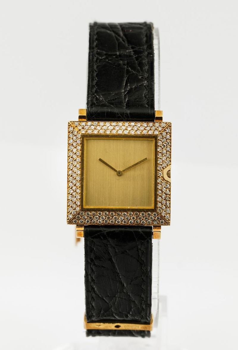BOUCHERON - Orologio da donna con cassa carrè in oro 18k e brillanti con movimento al quarzo  - Auction Watches | Timed Auction - Cambi Casa d'Aste