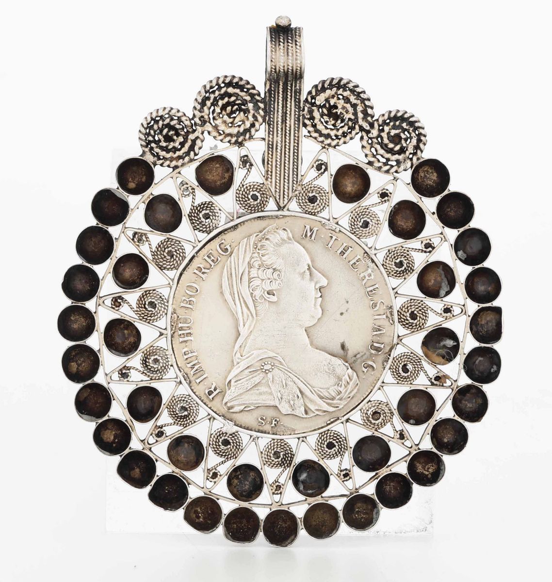 Medaglia da Battesimo con Tallero di Maria Teresa. Impero Austro Ungarico XIX-XX Secolo