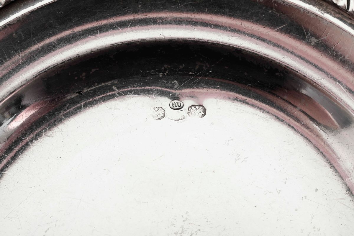 Sei Coppette e Cinque Piattini in Argento. Argenteria Milanese del XX Secolo. Argentiere Giuseppe...