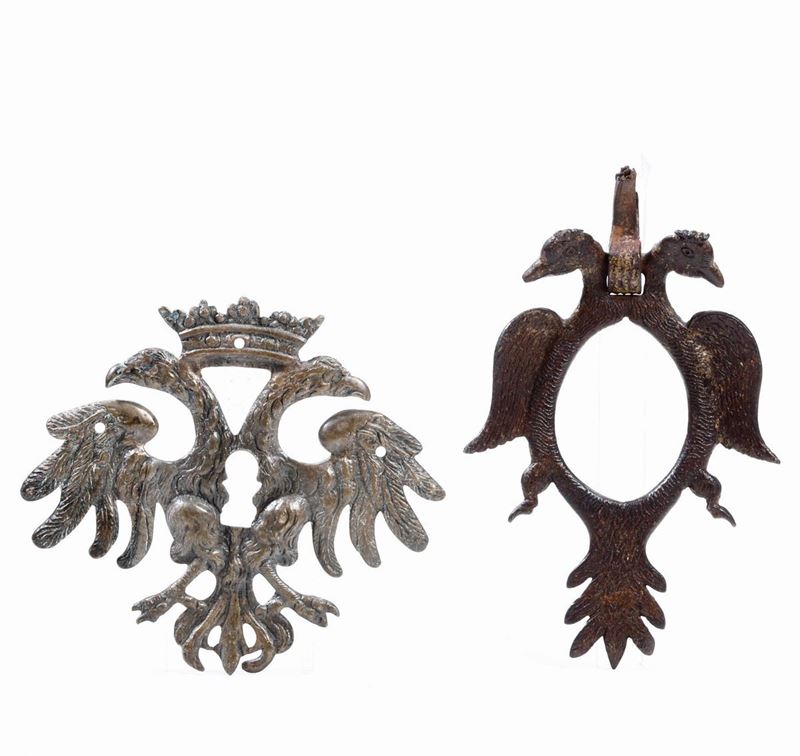 Maniglia e boccachiave con aquila bicipite Arte del XVIII secolo  - Auction From Lombard mansions - Cambi Casa d'Aste
