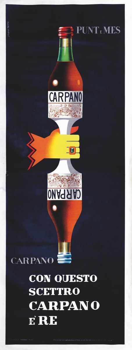 Armando Testa (1917-1992) CARPANO, CON QUESTO SCETTRO IL VERMUTH E  RE  - Auction Vintage Posters - Cambi Casa d'Aste