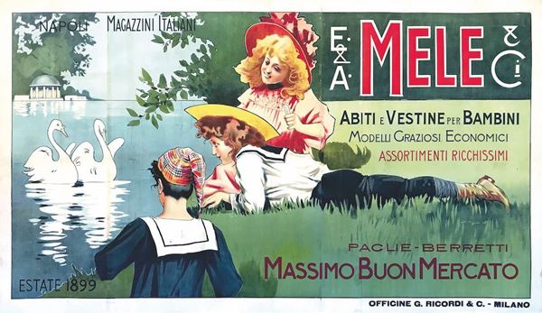 Aleardo Villa (1865-1906) E.& A. MELE   ABITI VESTINE PER BAMBINI&  MASSIMO BUON MERCATO