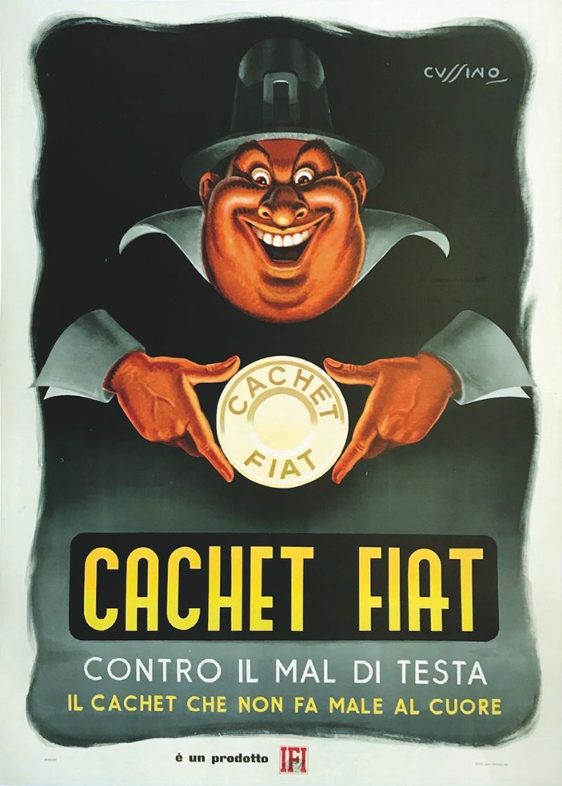 Mario Cussino (1900-1990) CACHET FIAT CONTRO IL MAL DI TESTA&  - Auction Vintage Posters - Cambi Casa d'Aste