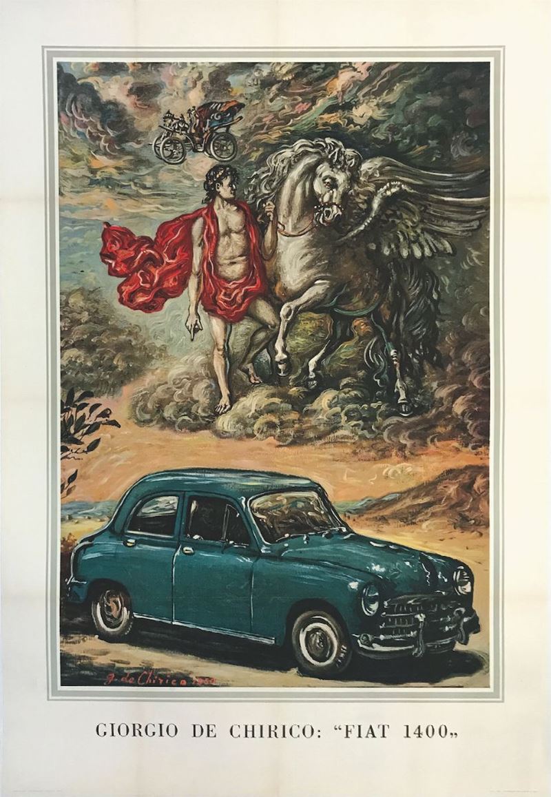 Giorgio De Chirico (1888-1978) FIAT 1400  - Asta Manifesti d'epoca - Cambi Casa d'Aste