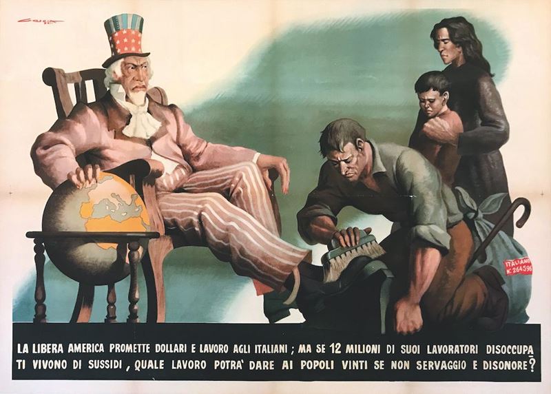 Dante Coscia (1912 - 1986) LA LIBERA AMERICA PROMETTE DOLLARI E LAVORO AGLI ITALIANI&  - Auction Vintage Posters - Cambi Casa d'Aste