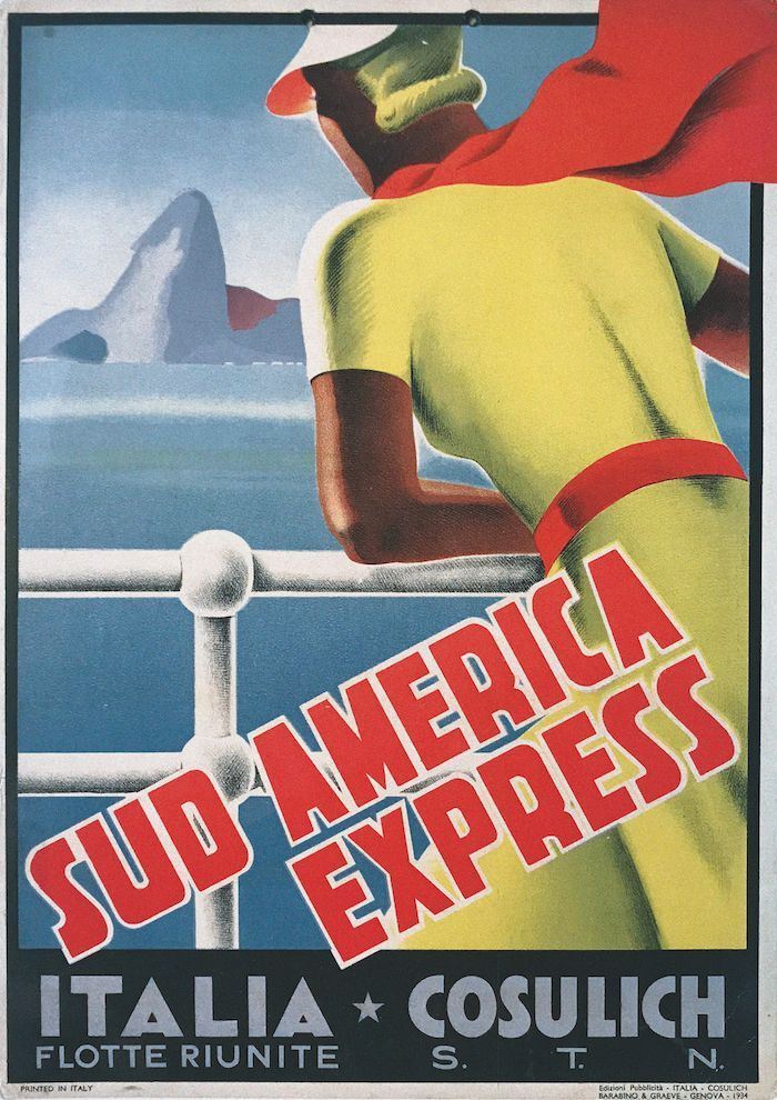 Filippo Romoli (1901-1969) SUD AMERICA EXPRESS / ITALIA FLOTTE RIUNITE   COSULICH S.T.N.  - Auction Vintage Posters - Cambi Casa d'Aste