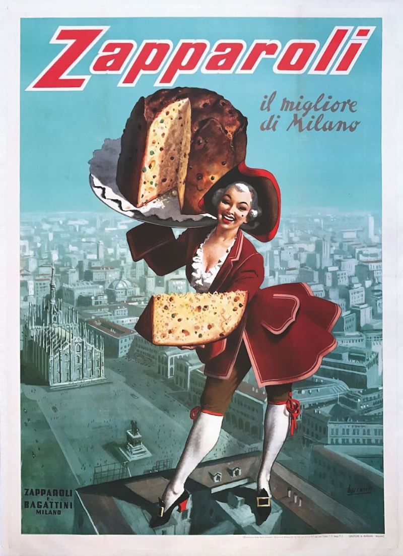 Gino Boccasile (1901-1952) ZAPPAROLI, IL PANETTONE DI MILANO  - Auction Vintage Posters - Cambi Casa d'Aste