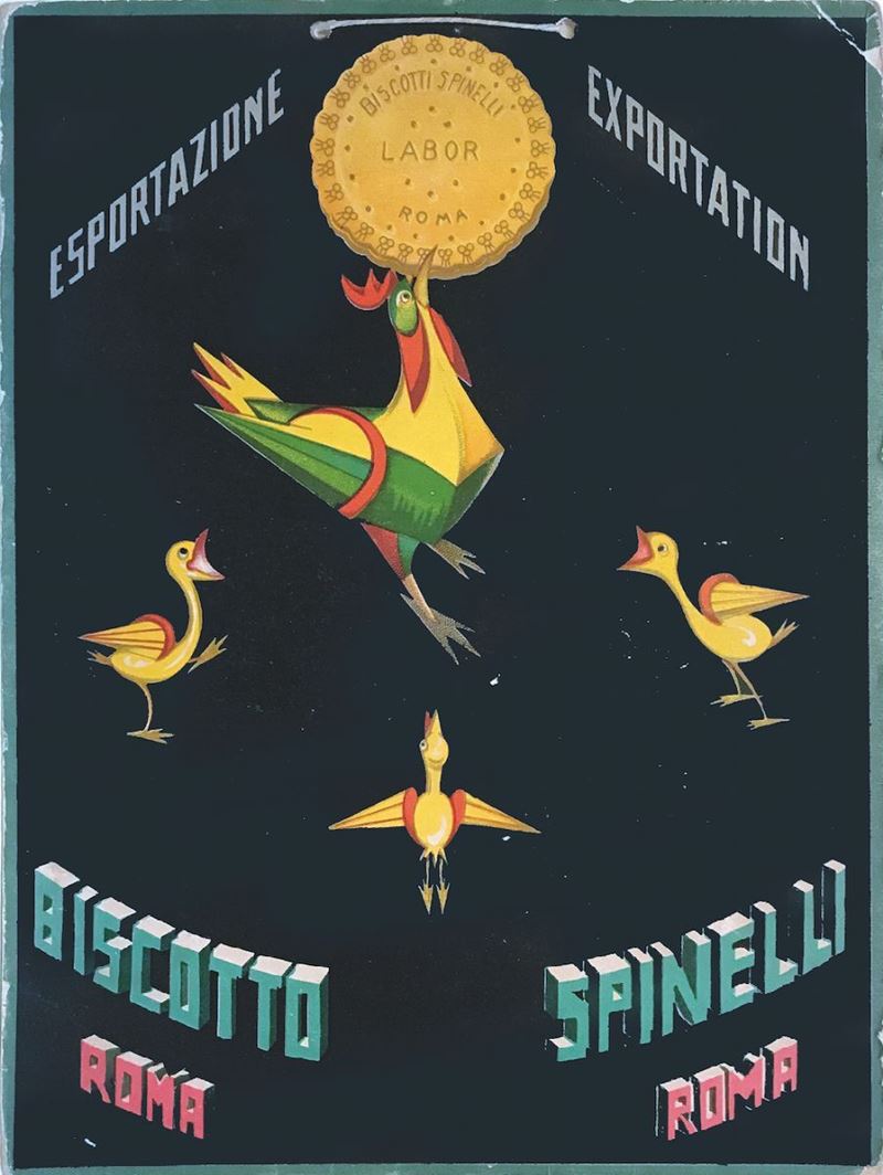 Neri Nerino Nannetti (1889-1982) ESPORTAZIONE-EXPORTATION / BISCOTTO SPINELLI, ROMA  - Asta Manifesti d'epoca - Cambi Casa d'Aste