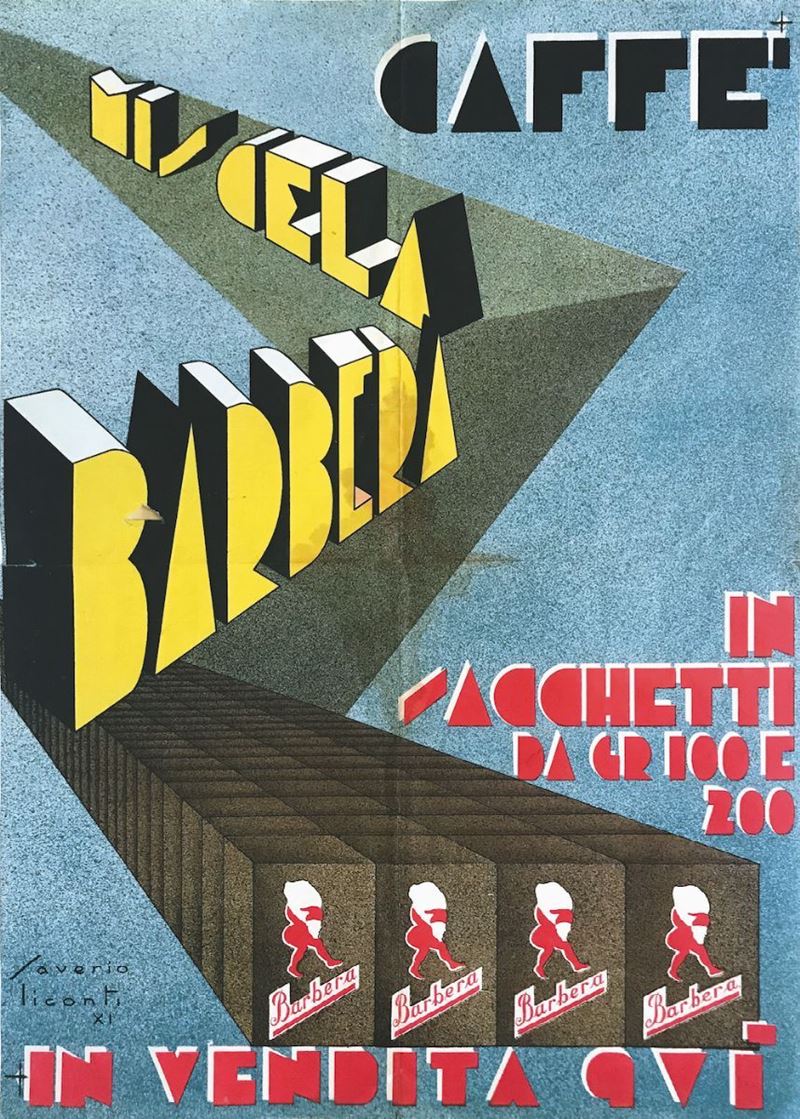 Saverio Liconti CAFFE  MISCELA BARBERA IN SACCHETTI DA GR. 100 E 200  - Auction Posters - Cambi Casa d'Aste