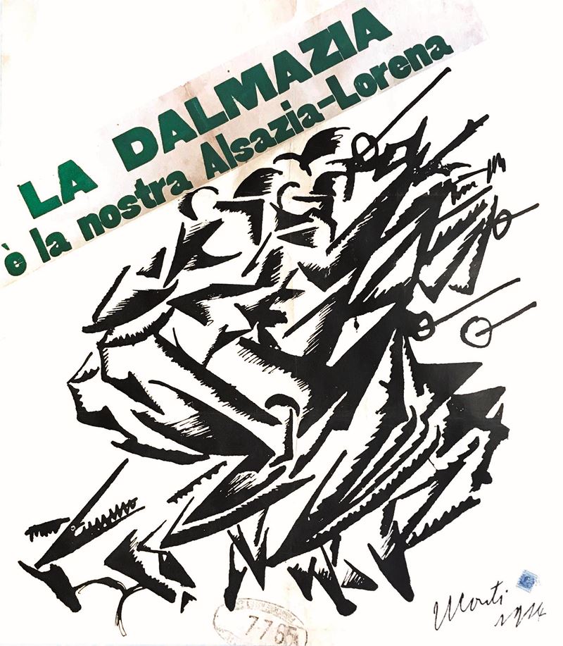 Primo Conti (1900-1988) LA DALMAZIA E  LA NOSTRA ALSAZIA-LORENA!  - Asta Manifesti d'epoca - Cambi Casa d'Aste