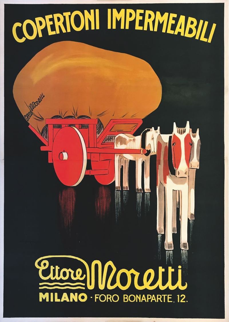 Leopoldo Metlicovitz (1868-1942) COPERTONI IMPERMEABILI ETTORE MORETTI, MILANO  - Auction Vintage Posters - Cambi Casa d'Aste