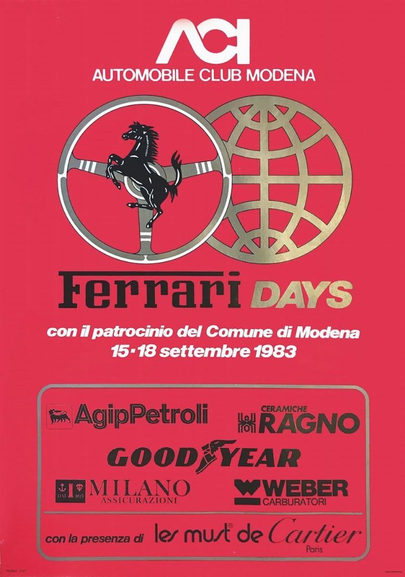 A.Reckziegel : Anonimo FERRARI DAYS / AUTOMOBILE CLUB MODENA  - Auction Posters - Cambi Casa d'Aste