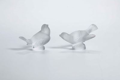 Coppia di Volatili in Cristallo Lalique