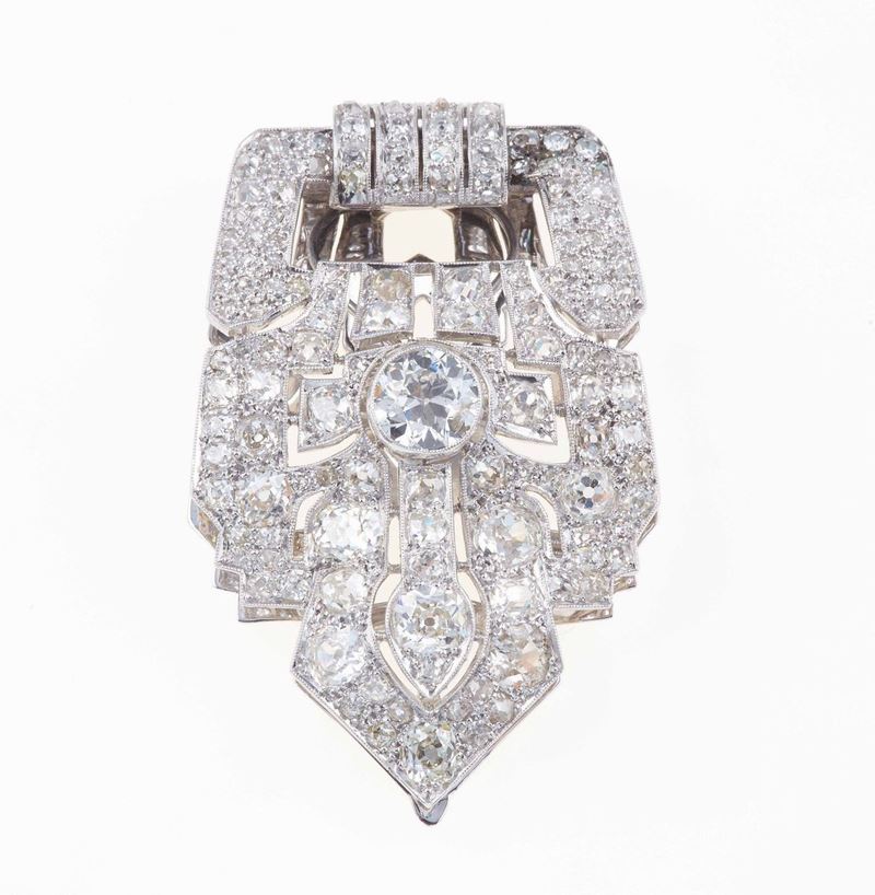 Clip con diamanti di vecchio taglio  - Asta Fine Jewels - III - Cambi Casa d'Aste