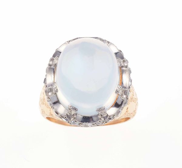 Clair de lune, diamond, gold and platinum ring