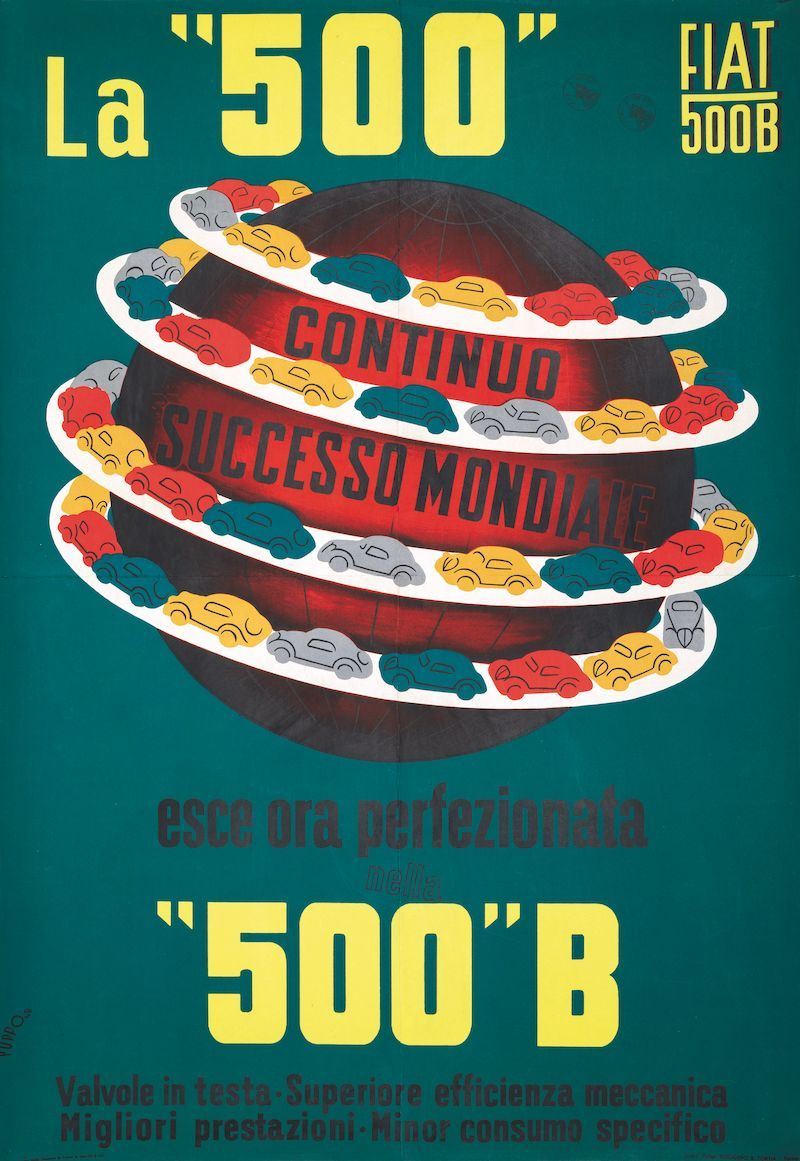 Mario Puppo (1913-1989) LA 500 ESCE ORA PERFEZIONATA&  500B&  - Asta Manifesti d'epoca - Cambi Casa d'Aste