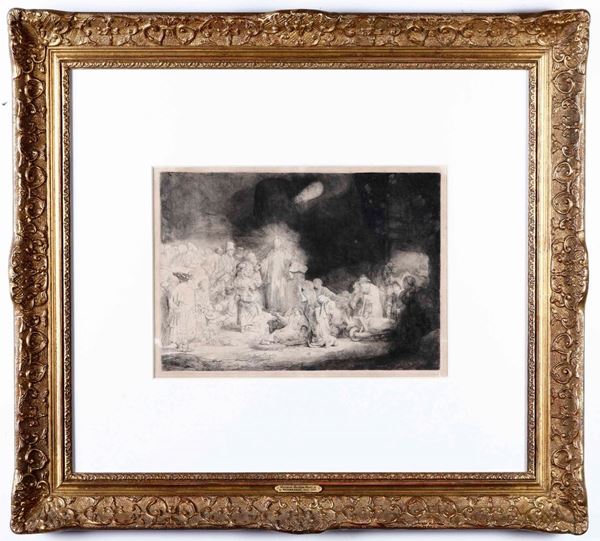 Rembrandt Harmenszoon van Rijn (Leida,1606-Amsterdam,1669) Cristo guaritore o Stampa dei cento fiorin [..]