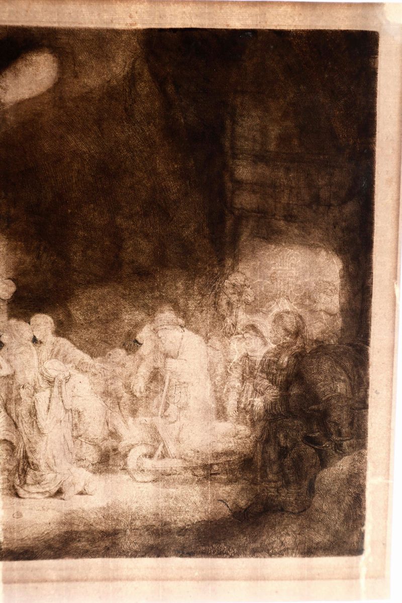 Rembrandt Harmenszoon Van Rijn (leida,1606-amsterdam,1669)cristo Guaritore o Stampa dei Cento Fio...