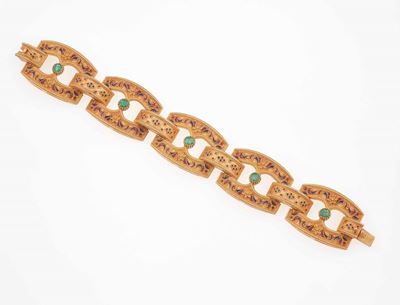 Bracciale con Smeraldi e Smalti Policromi