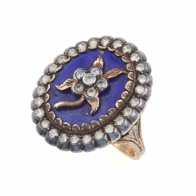 Diamond, blue glass, gold and silver ring  - Auction Jewels - Cambi Casa d'Aste