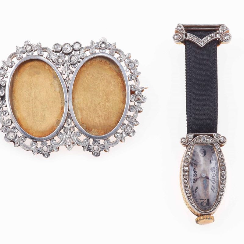 Group of two small diamond brooches  - Auction Jewels - Cambi Casa d'Aste
