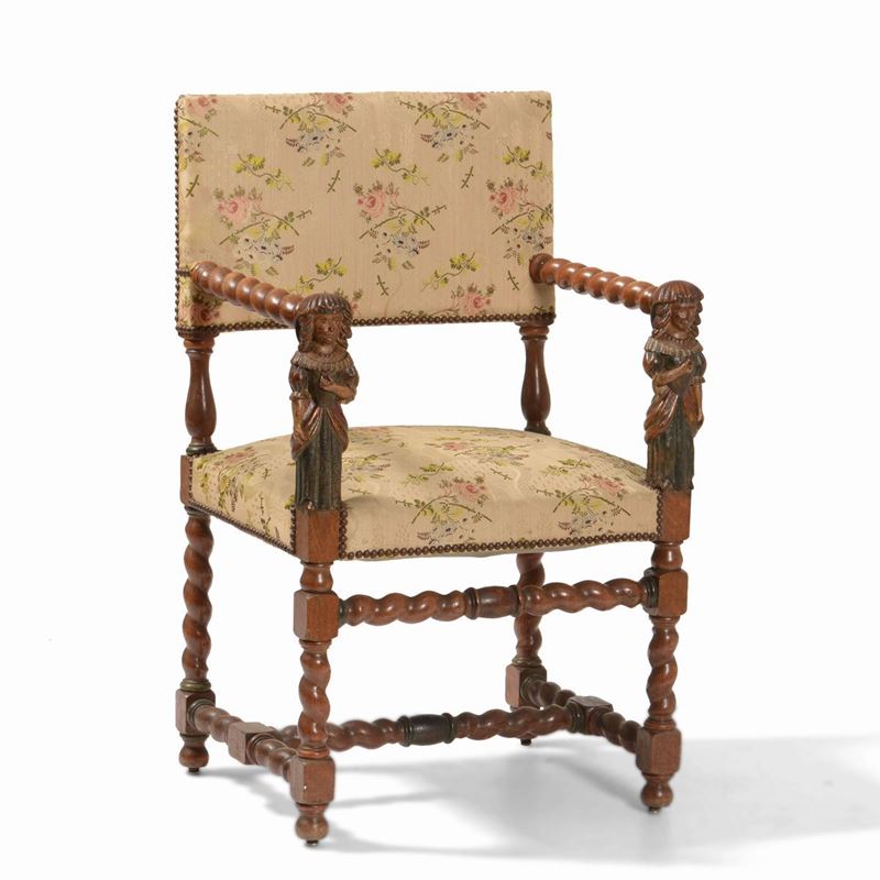 Poltrona in legno intagliato, XIX secolo  - Auction Antiques | Time Auction - Cambi Casa d'Aste