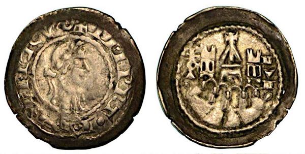 BERGAMO. Comune, a nome di Federico II (1194-1250). Denaro scodellato, anni 1256-1260.